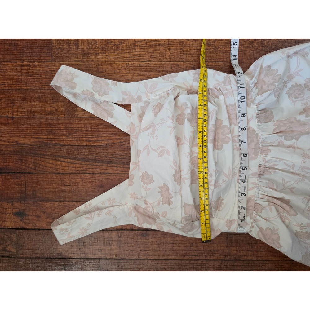 FREE PEOPLE Meet Me in Maui Floral Cream Cottagecore Baby Doll Mini Dress sz M - Picture 3 of 8